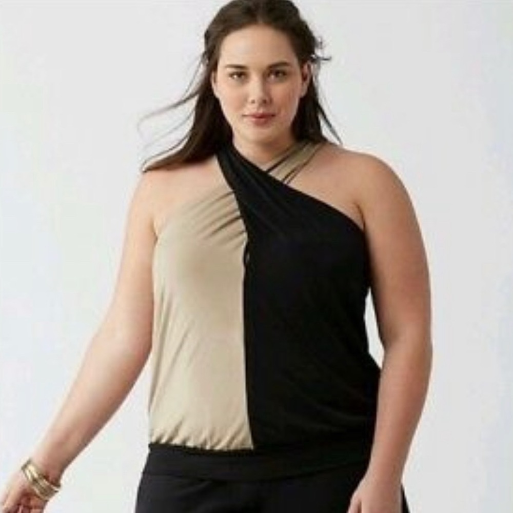 Lane Bryant Black and Tan Top